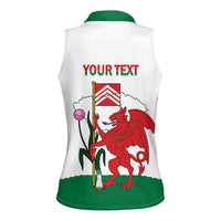 Personalised Wales Cardiff Capital Women Sleeveless Polo Shirt Welsh Dragon Glamorgan Flag Style - Wonder Print Shop