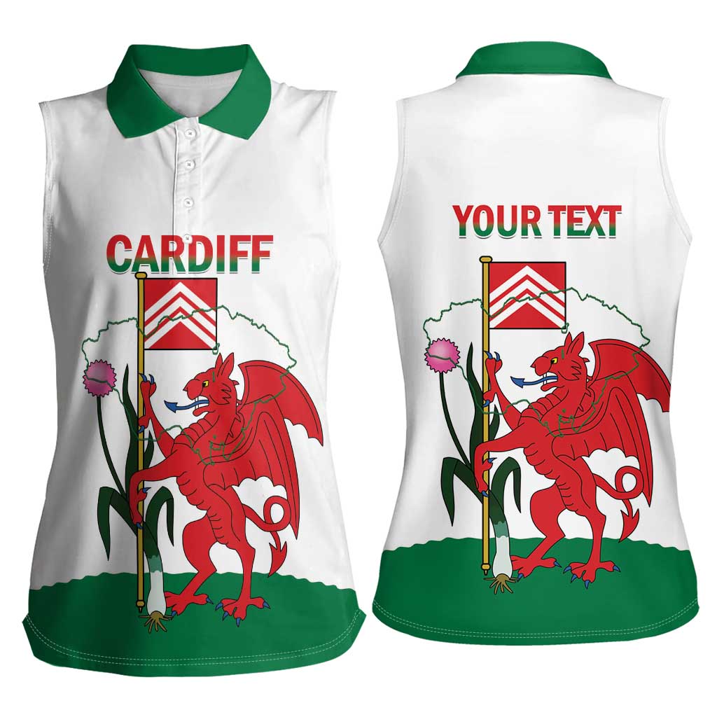 Personalised Wales Cardiff Capital Women Sleeveless Polo Shirt Welsh Dragon Glamorgan Flag Style - Wonder Print Shop