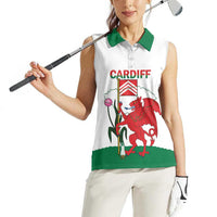 Personalised Wales Cardiff Capital Women Sleeveless Polo Shirt Welsh Dragon Glamorgan Flag Style - Wonder Print Shop