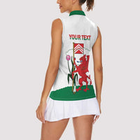 Personalised Wales Cardiff Capital Women Sleeveless Polo Shirt Welsh Dragon Glamorgan Flag Style - Wonder Print Shop