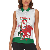 Personalised Wales Cardiff Capital Women Sleeveless Polo Shirt Welsh Dragon Glamorgan Flag Style - Wonder Print Shop