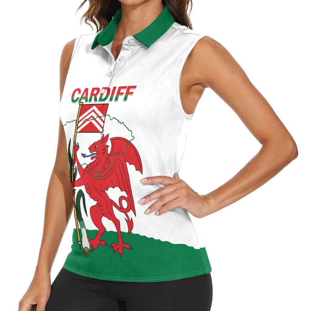 Personalised Wales Cardiff Capital Women Sleeveless Polo Shirt Welsh Dragon Glamorgan Flag Style - Wonder Print Shop