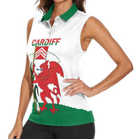 Personalised Wales Cardiff Capital Women Sleeveless Polo Shirt Welsh Dragon Glamorgan Flag Style - Wonder Print Shop