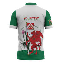 Personalised Wales Cardiff Capital Zipper Polo Shirt Welsh Dragon Glamorgan Flag Style - Wonder Print Shop