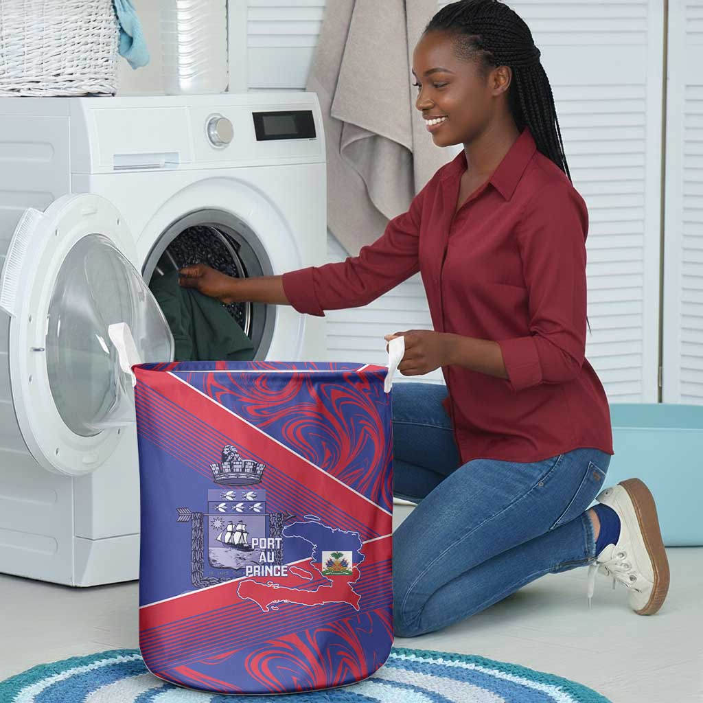 Port-au-Prince Afro-Haitians Laundry Basket Ayiti Map Pòtoprens Flag Color - Wonder Print Shop