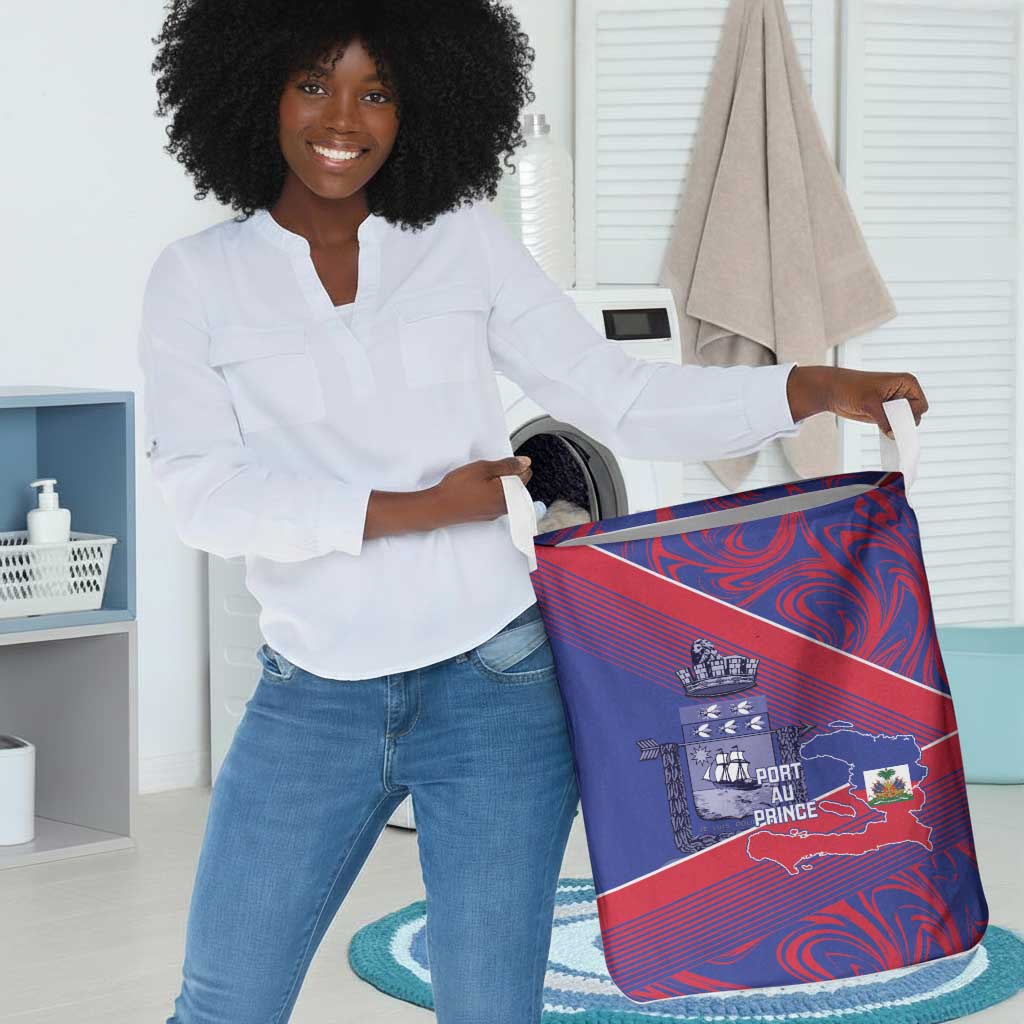 Port-au-Prince Afro-Haitians Laundry Basket Ayiti Map Pòtoprens Flag Color - Wonder Print Shop