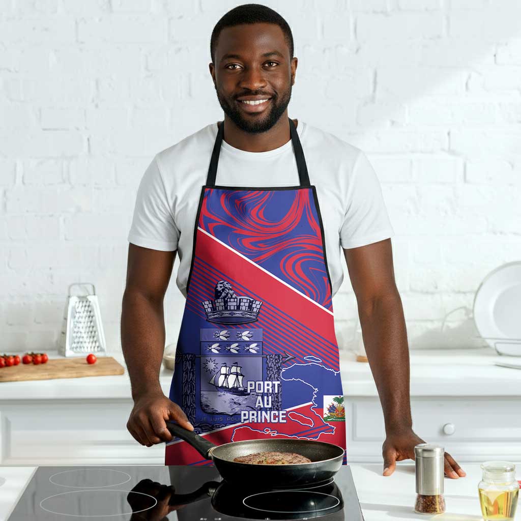 Port-au-Prince Afro-Haitians Apron Ayiti Map Pòtoprens Flag Color - Wonder Print Shop