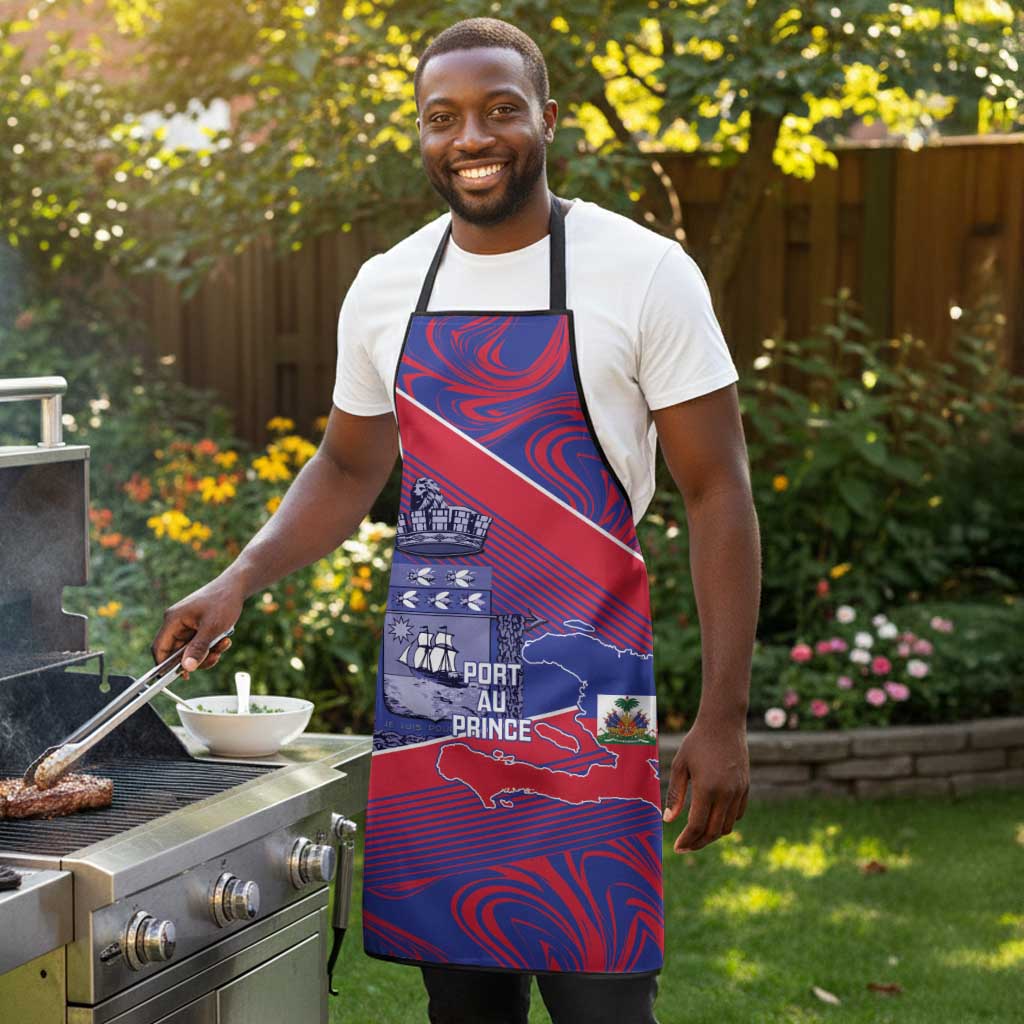 Port-au-Prince Afro-Haitians Apron Ayiti Map Pòtoprens Flag Color - Wonder Print Shop