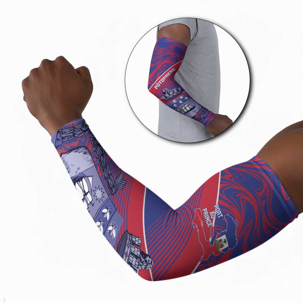 Port-au-Prince Afro-Haitians Arm Sleeves Ayiti Map Pòtoprens Flag Color - Wonder Print Shop