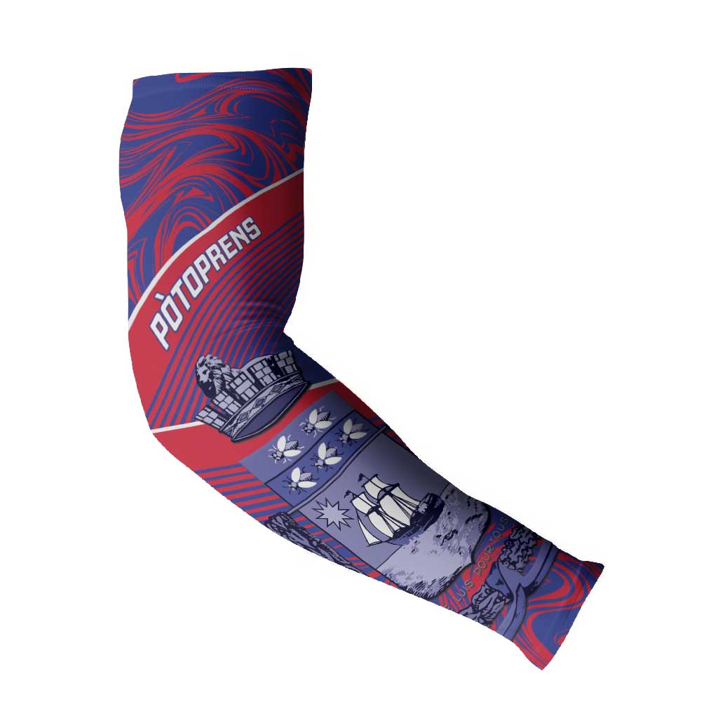 Port-au-Prince Afro-Haitians Arm Sleeves Ayiti Map Pòtoprens Flag Color - Wonder Print Shop