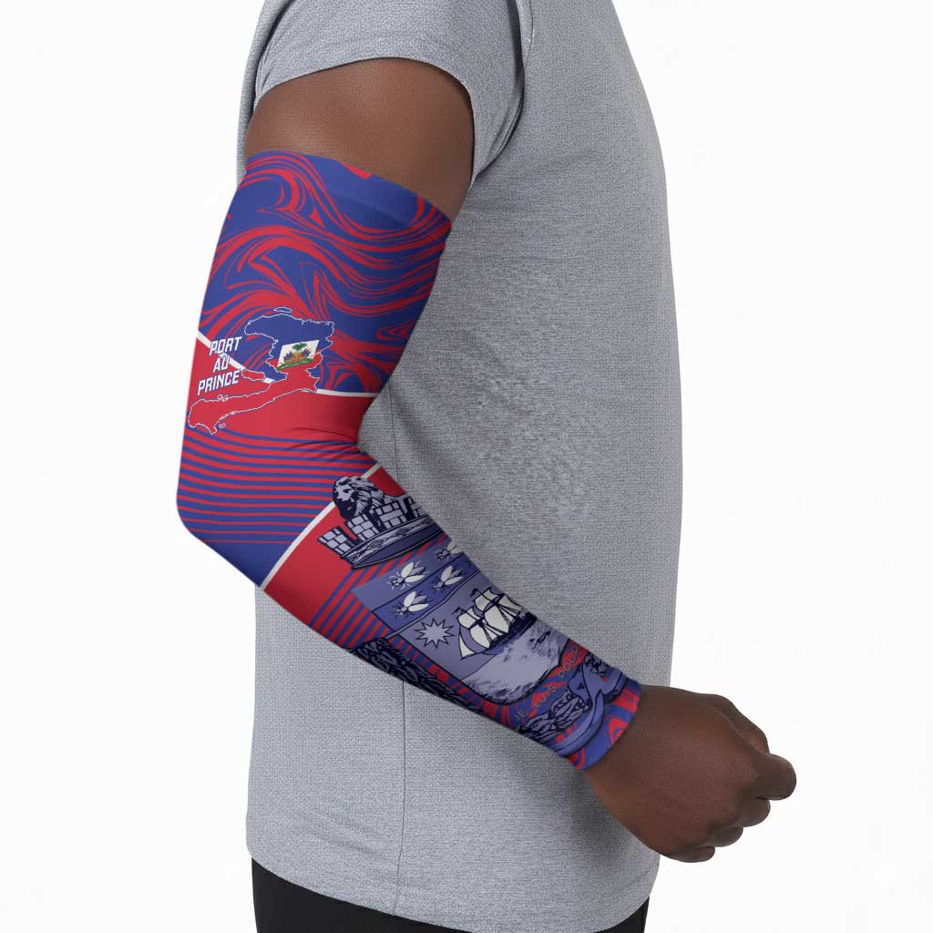 Port-au-Prince Afro-Haitians Arm Sleeves Ayiti Map Pòtoprens Flag Color - Wonder Print Shop