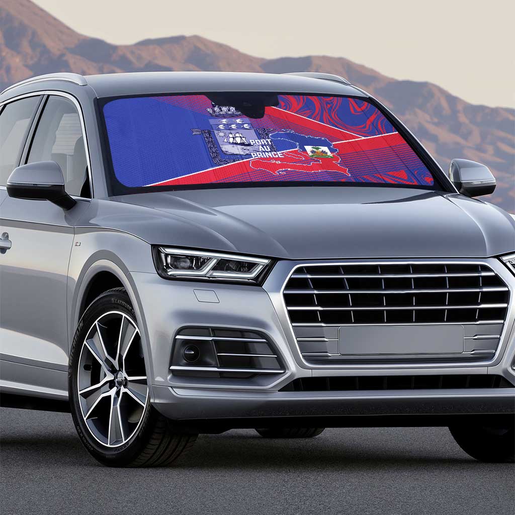 Port-au-Prince Afro-Haitians Auto Sun Shade Ayiti Map Pòtoprens Flag Color - Wonder Print Shop