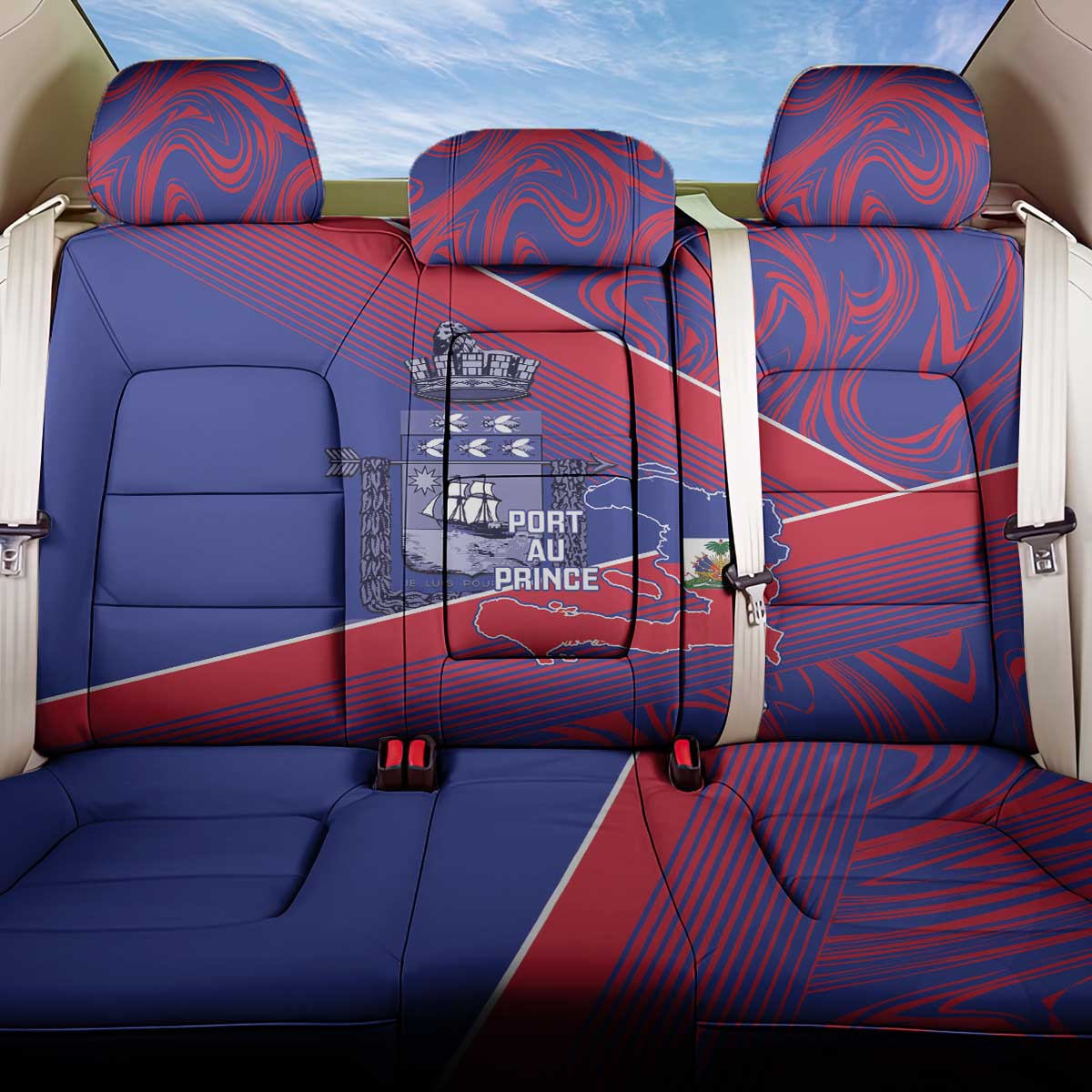 Port-au-Prince Afro-Haitians Back Car Seat Cover Ayiti Map Pòtoprens Flag Color - Wonder Print Shop