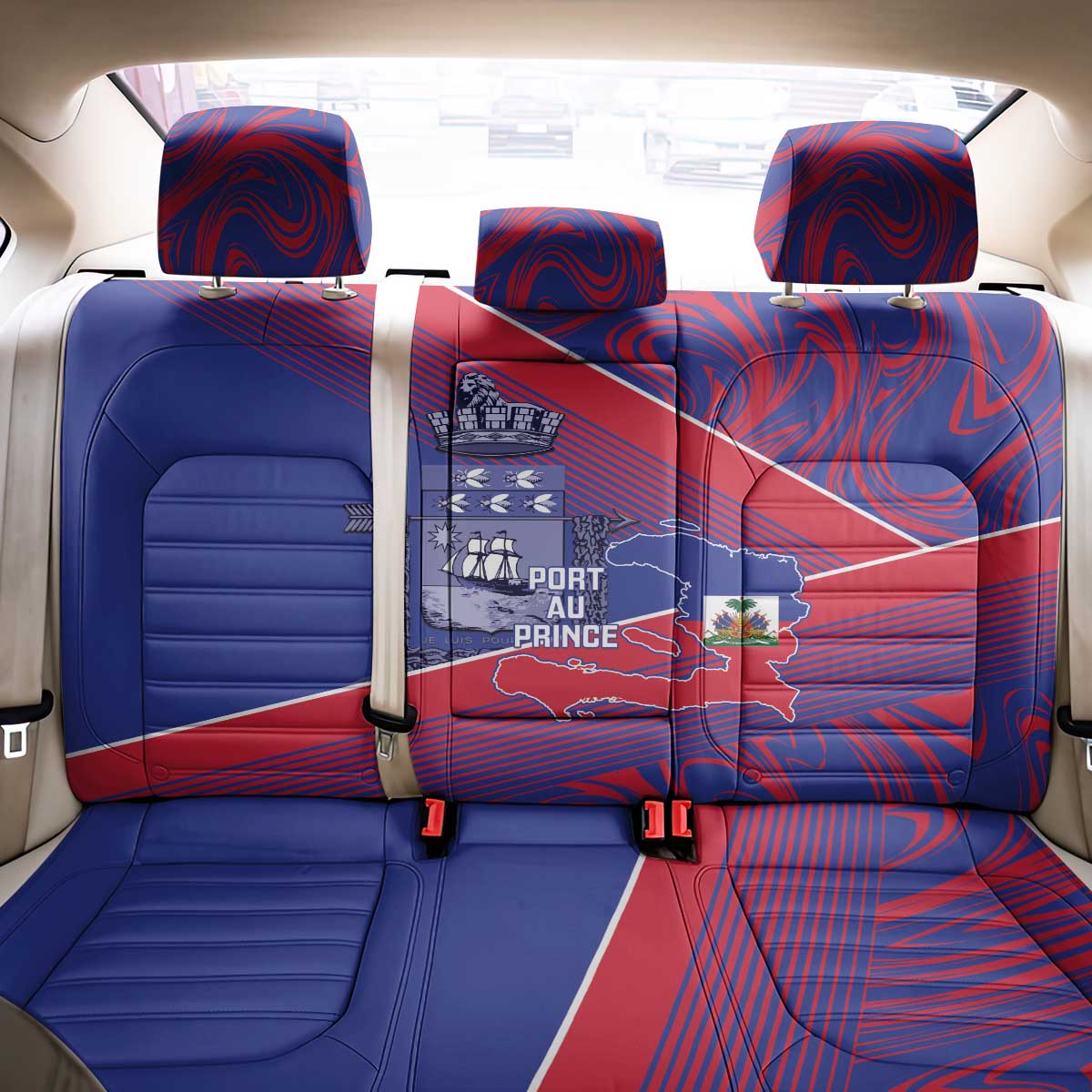 Port-au-Prince Afro-Haitians Back Car Seat Cover Ayiti Map Pòtoprens Flag Color - Wonder Print Shop