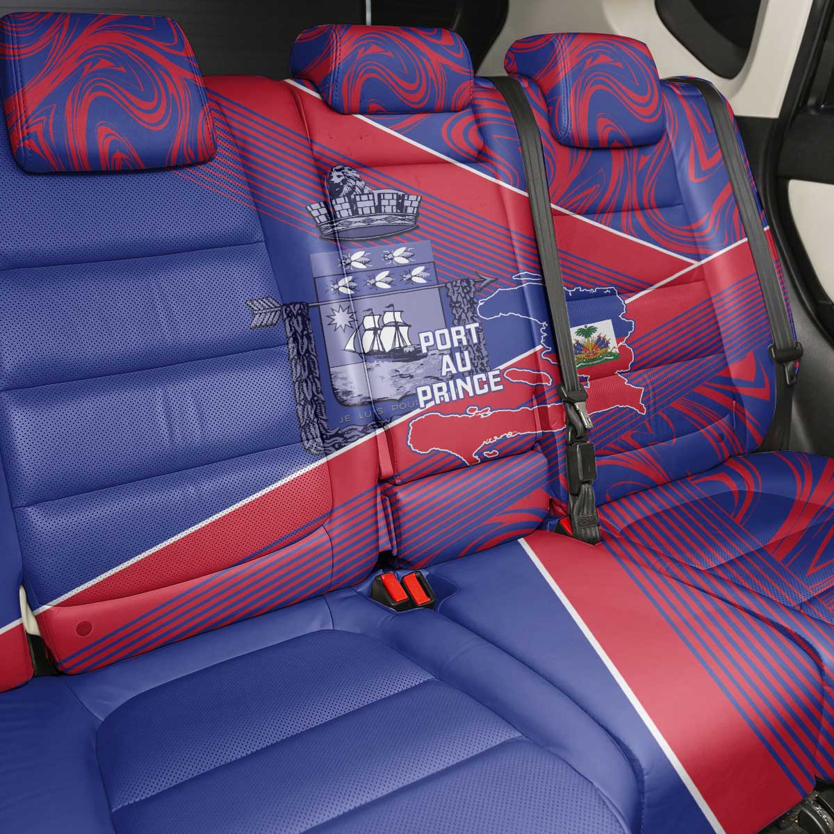 Port-au-Prince Afro-Haitians Back Car Seat Cover Ayiti Map Pòtoprens Flag Color - Wonder Print Shop