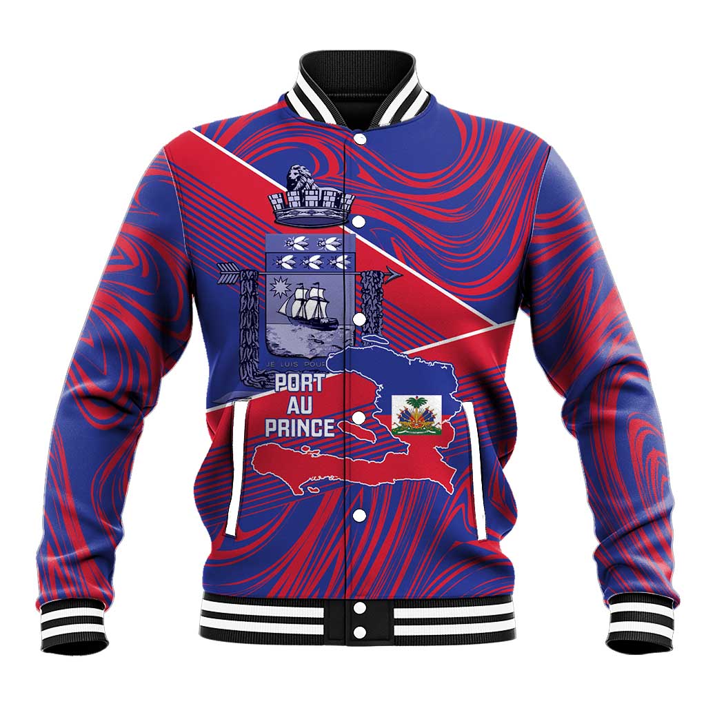 Port-au-Prince Afro-Haitians Baseball Jacket Ayiti Map Pòtoprens Flag Color - Wonder Print Shop