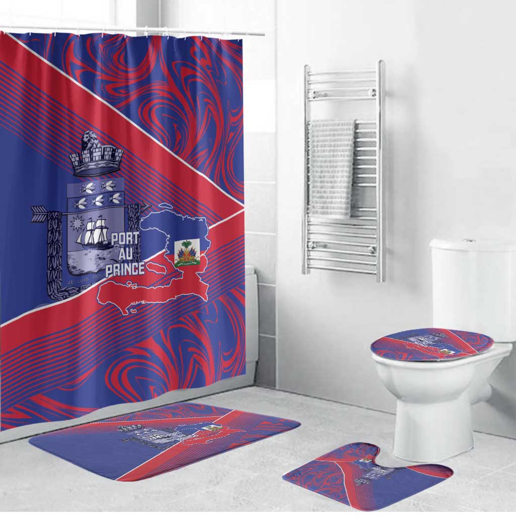 Port-au-Prince Afro-Haitians Bathroom Set Ayiti Map Pòtoprens Flag Color - Wonder Print Shop