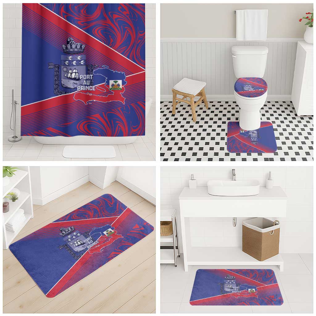 Port-au-Prince Afro-Haitians Bathroom Set Ayiti Map Pòtoprens Flag Color - Wonder Print Shop