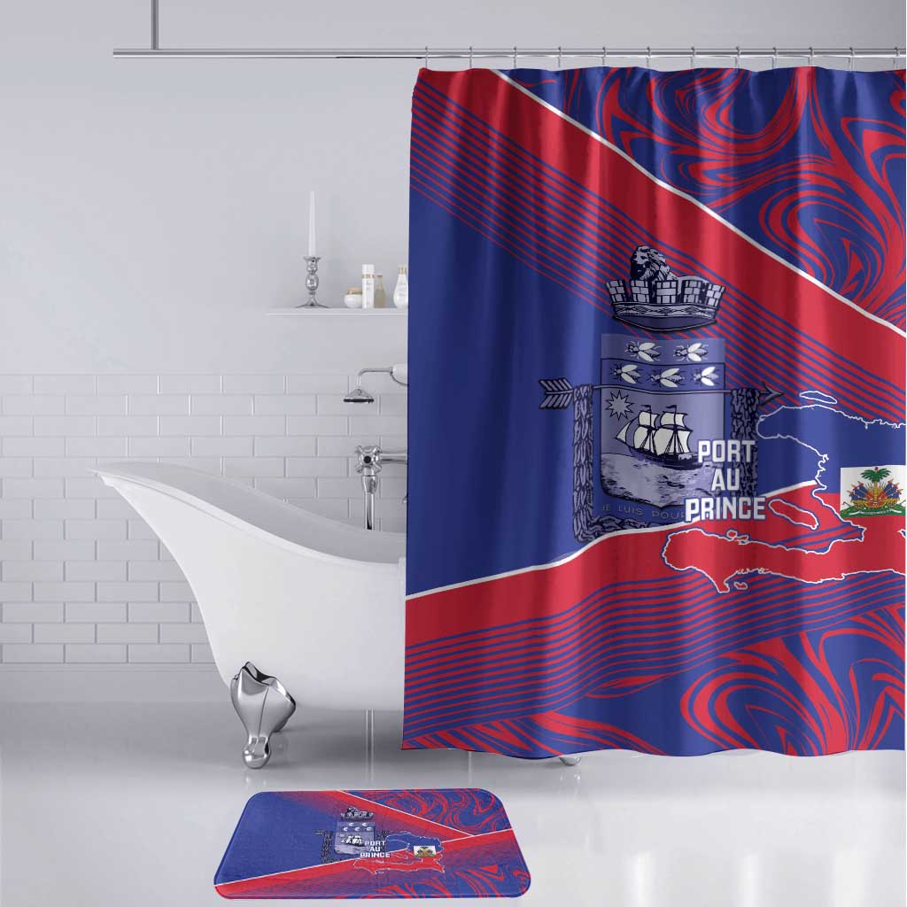 Port-au-Prince Afro-Haitians Bathroom Set Ayiti Map Pòtoprens Flag Color - Wonder Print Shop