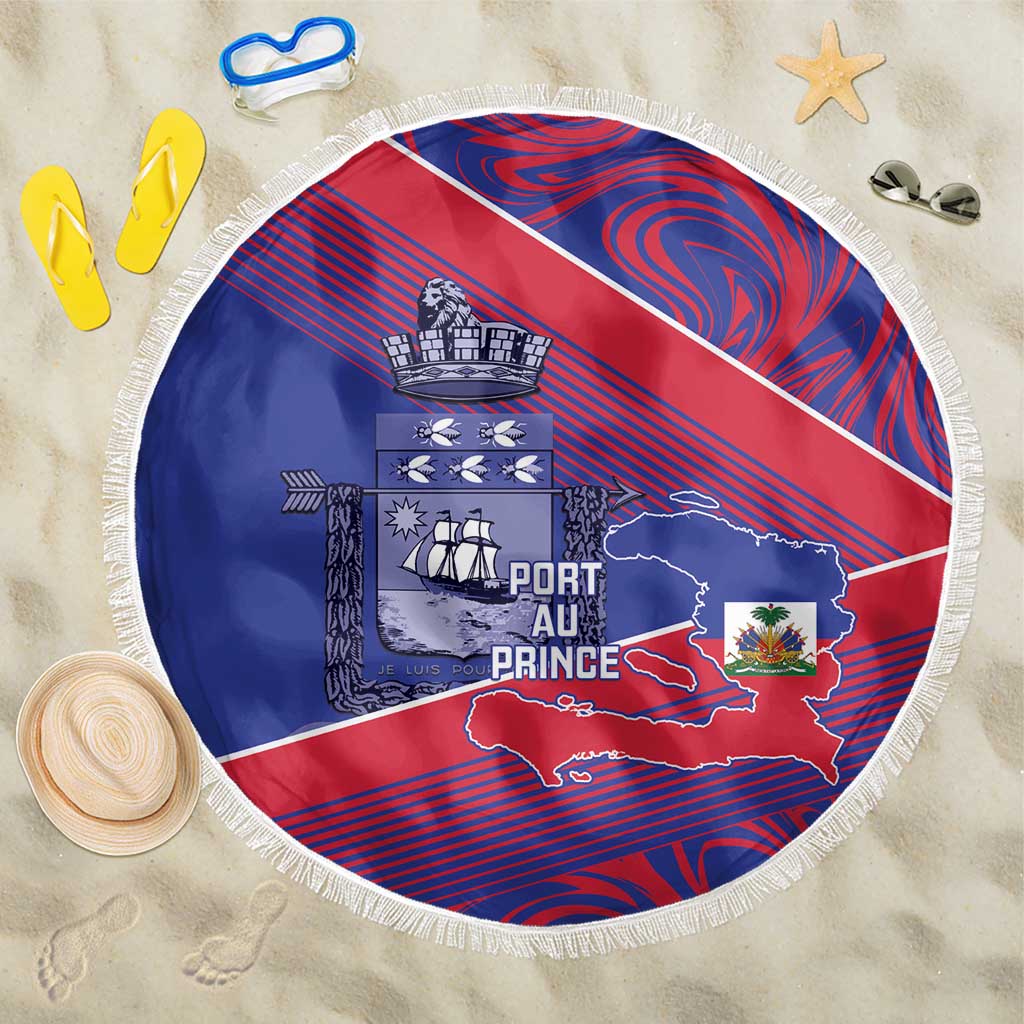 Port-au-Prince Afro-Haitians Beach Blanket Ayiti Map Pòtoprens Flag Color - Wonder Print Shop