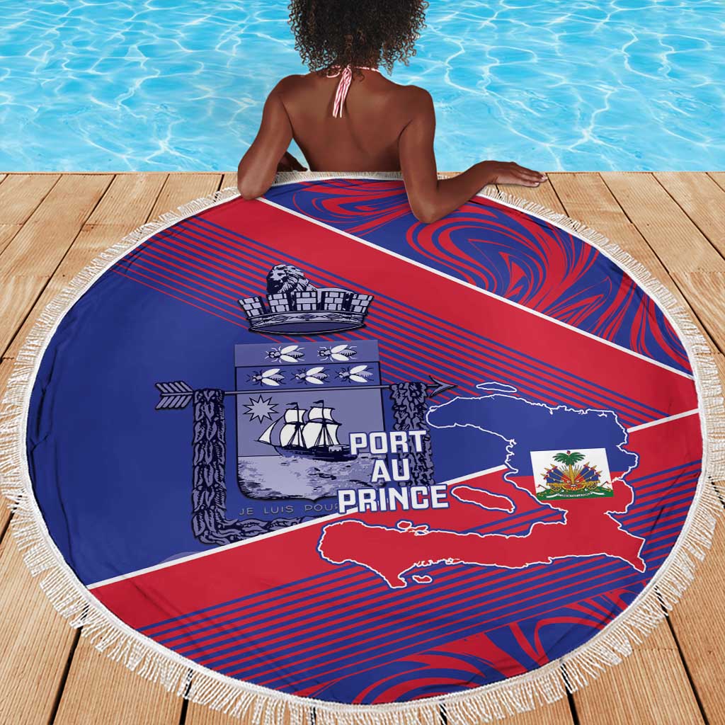Port-au-Prince Afro-Haitians Beach Blanket Ayiti Map Pòtoprens Flag Color - Wonder Print Shop