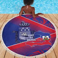 Port-au-Prince Afro-Haitians Beach Blanket Ayiti Map Pòtoprens Flag Color - Wonder Print Shop