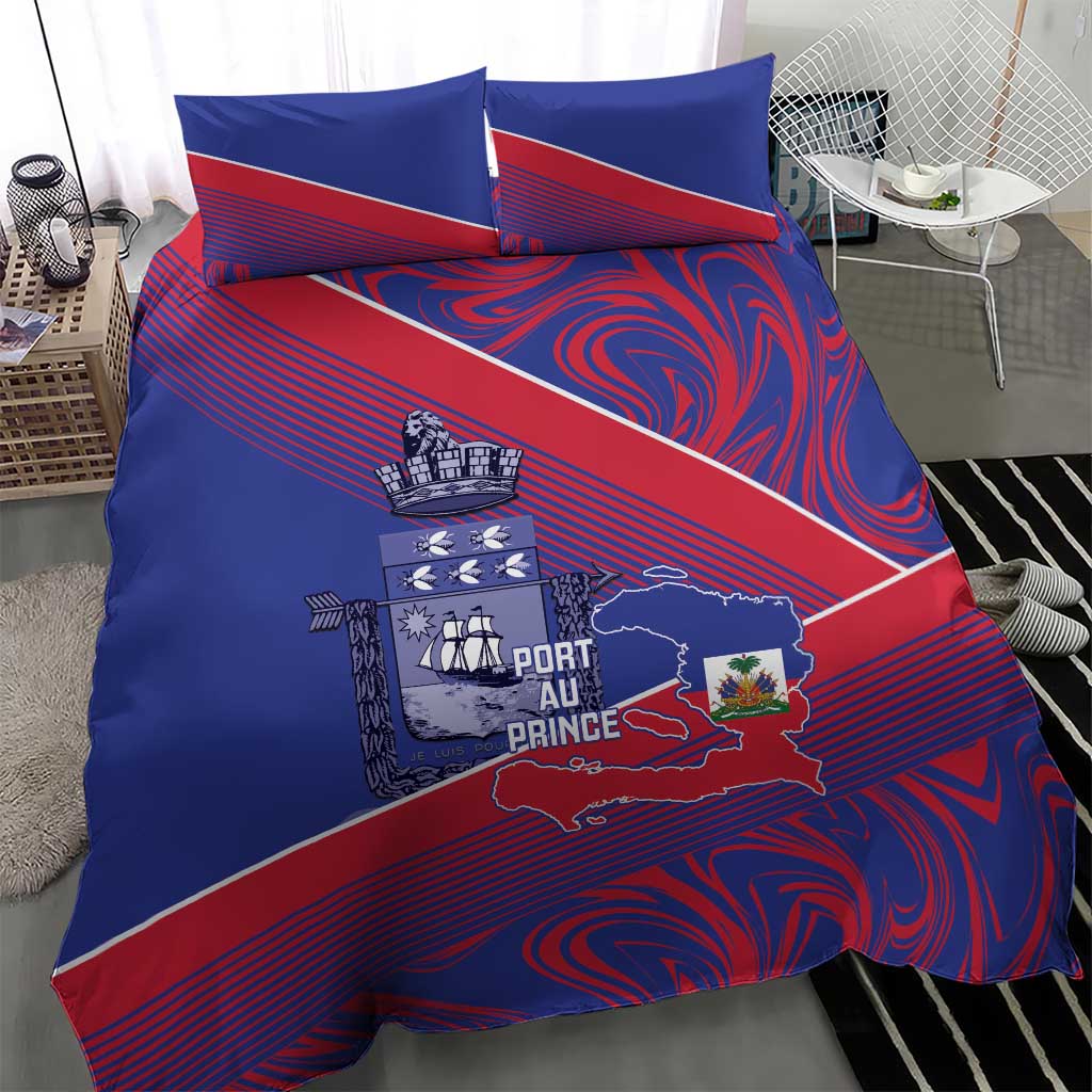 Port-au-Prince Afro-Haitians Bedding Set Ayiti Map Pòtoprens Flag Color - Wonder Print Shop