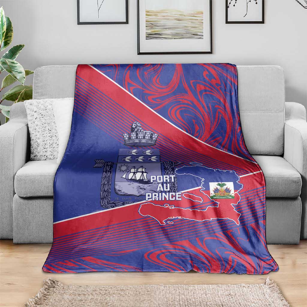 Port-au-Prince Afro-Haitians Blanket Ayiti Map Pòtoprens Flag Color - Wonder Print Shop