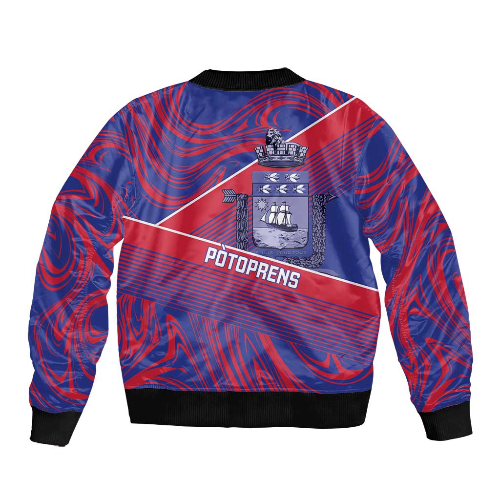 Port-au-Prince Afro-Haitians Bomber Jacket Ayiti Map Pòtoprens Flag Color - Wonder Print Shop