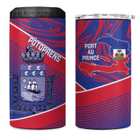 Port-au-Prince Afro-Haitians 4 in 1 Can Cooler Tumbler Ayiti Map Pòtoprens Flag Color - Wonder Print Shop
