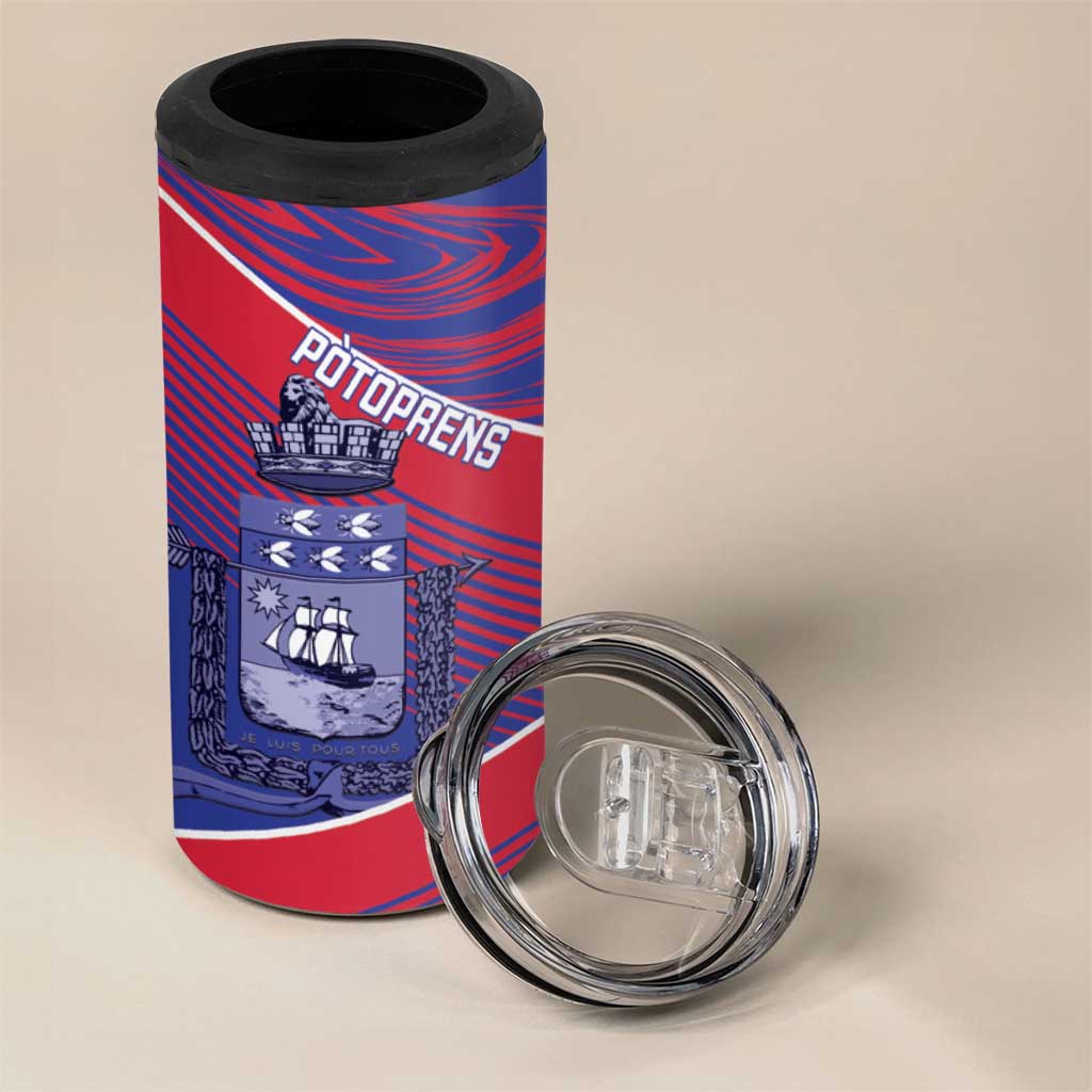 Port-au-Prince Afro-Haitians 4 in 1 Can Cooler Tumbler Ayiti Map Pòtoprens Flag Color - Wonder Print Shop