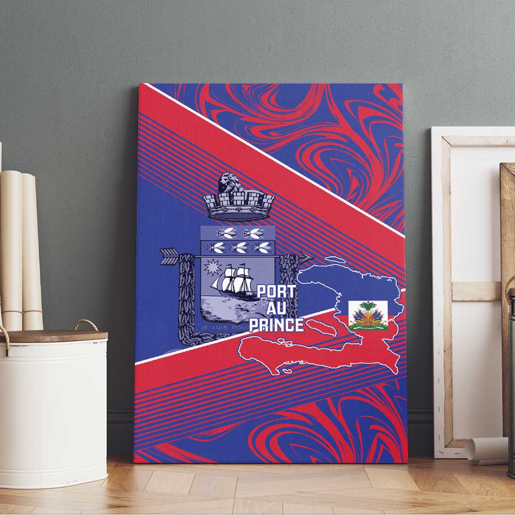 Port-au-Prince Afro-Haitians Canvas Wall Art Ayiti Map Pòtoprens Flag Color - Wonder Print Shop