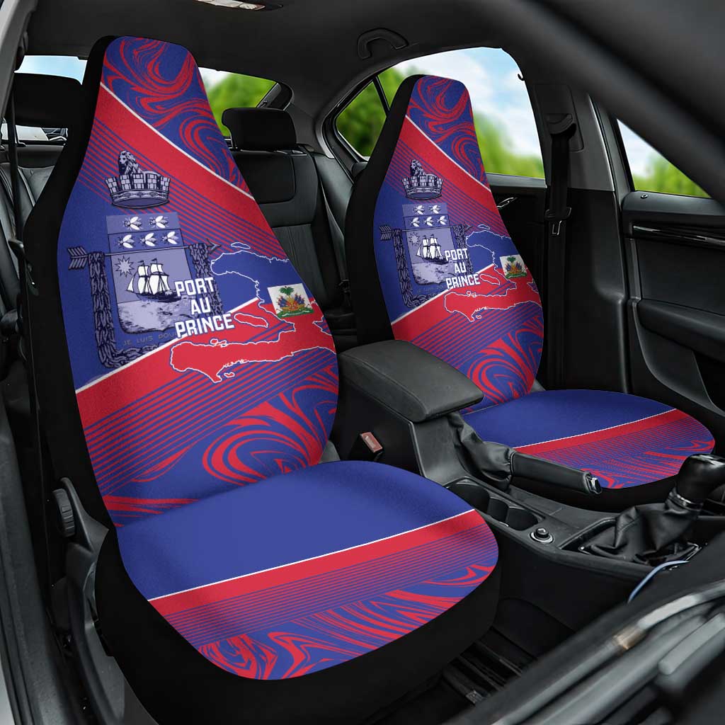 Port-au-Prince Afro-Haitians Car Seat Cover Ayiti Map Pòtoprens Flag Color - Wonder Print Shop