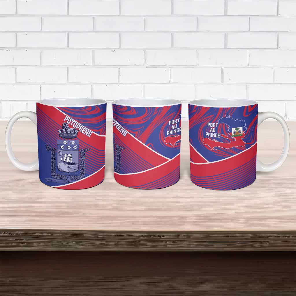 Port-au-Prince Afro-Haitians Ceramic Mug Ayiti Map Pòtoprens Flag Color - Wonder Print Shop
