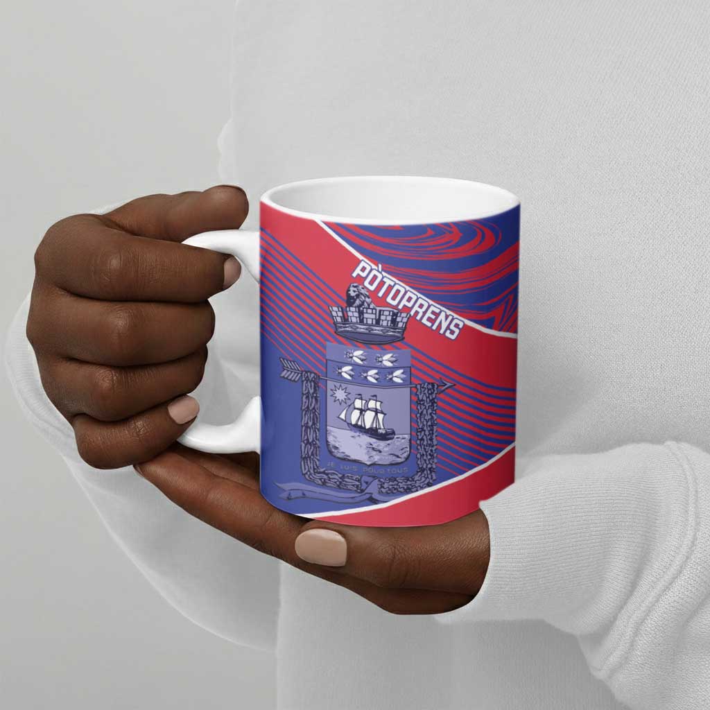 Port-au-Prince Afro-Haitians Ceramic Mug Ayiti Map Pòtoprens Flag Color - Wonder Print Shop