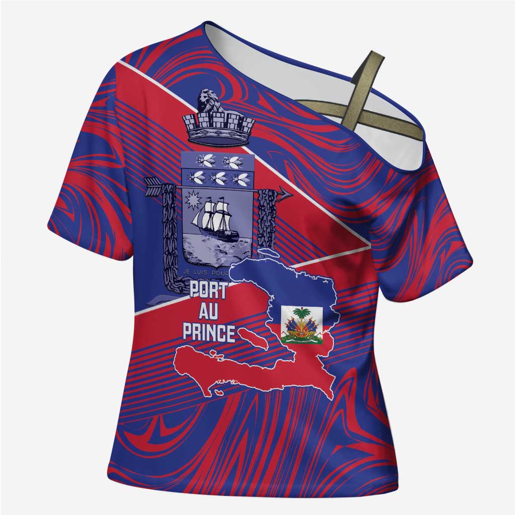Port-au-Prince Afro-Haitians Cross Shoulder Shirt Ayiti Map Pòtoprens Flag Color - Wonder Print Shop