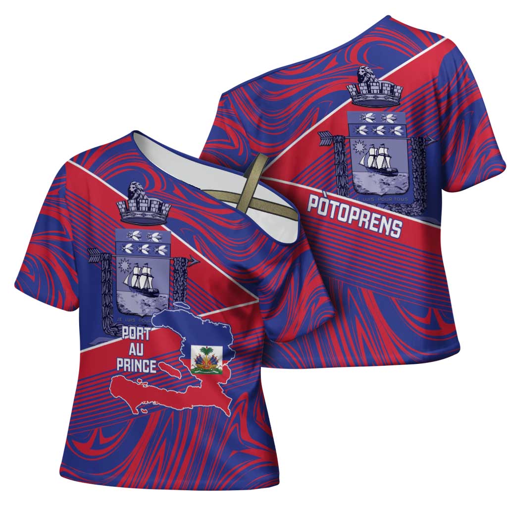 Port-au-Prince Afro-Haitians Cross Shoulder Shirt Ayiti Map Pòtoprens Flag Color - Wonder Print Shop