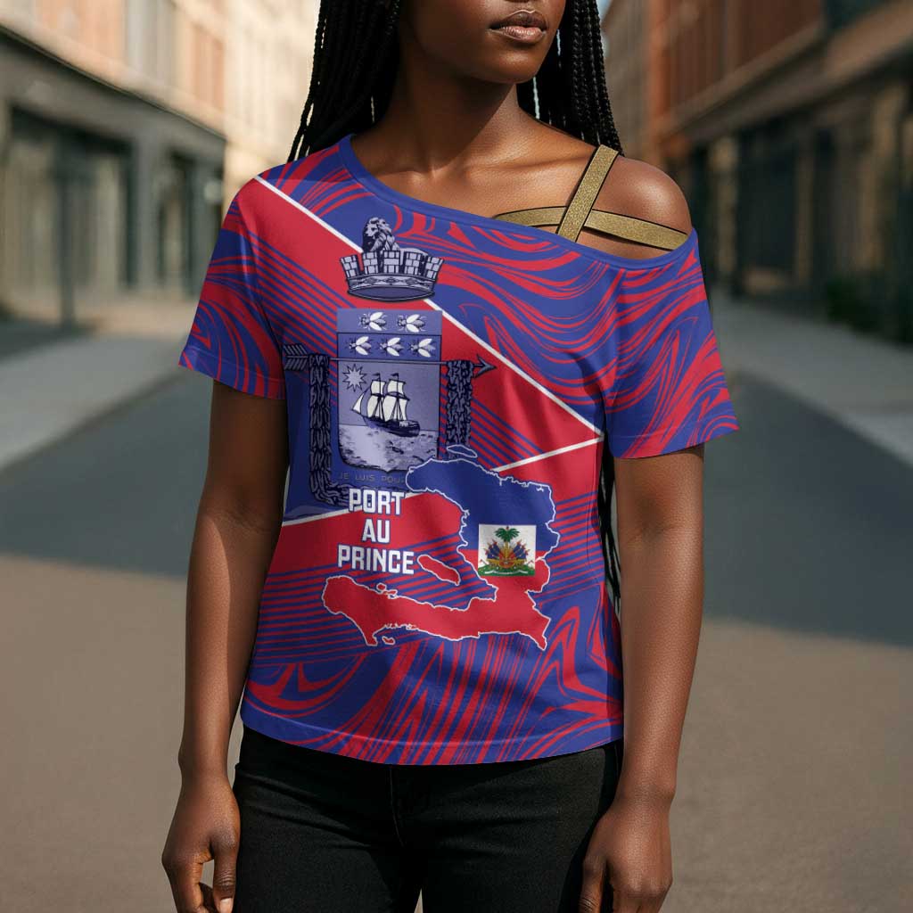Port-au-Prince Afro-Haitians Cross Shoulder Shirt Ayiti Map Pòtoprens Flag Color - Wonder Print Shop