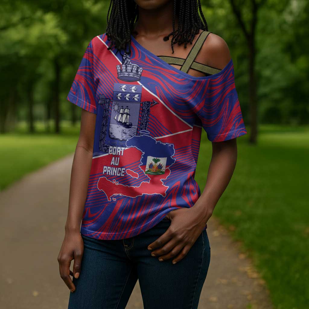 Port-au-Prince Afro-Haitians Cross Shoulder Shirt Ayiti Map Pòtoprens Flag Color - Wonder Print Shop