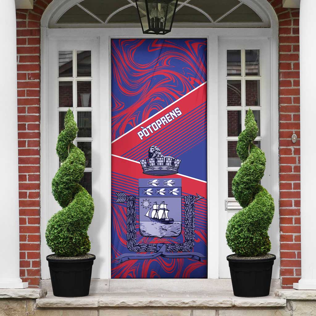 Port-au-Prince Afro-Haitians Door Cover Ayiti Map Pòtoprens Flag Color - Wonder Print Shop