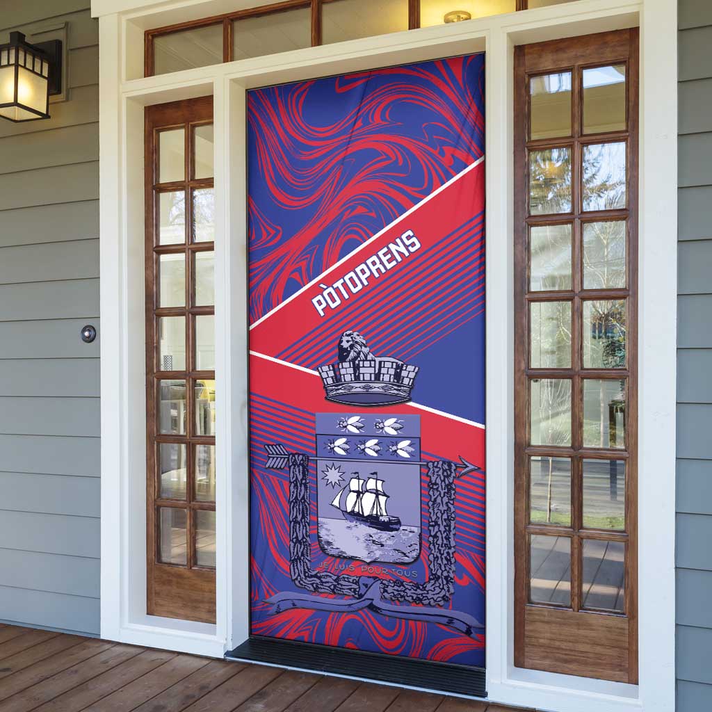 Port-au-Prince Afro-Haitians Door Cover Ayiti Map Pòtoprens Flag Color - Wonder Print Shop