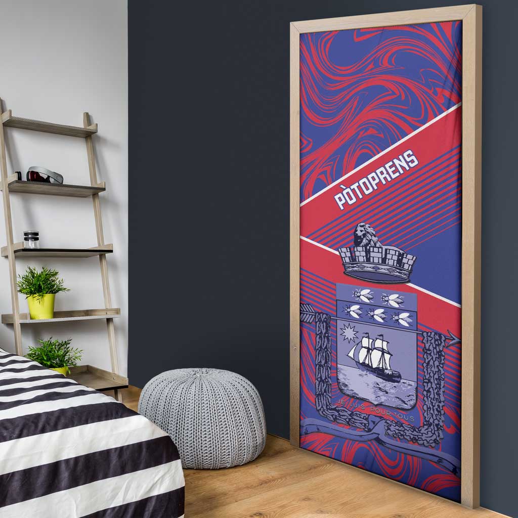 Port-au-Prince Afro-Haitians Door Cover Ayiti Map Pòtoprens Flag Color - Wonder Print Shop