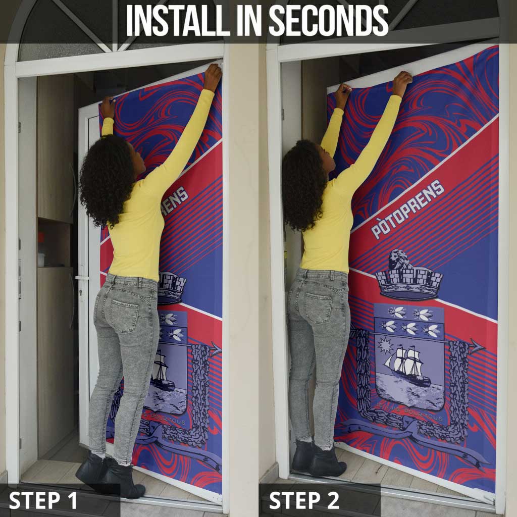 Port-au-Prince Afro-Haitians Door Cover Ayiti Map Pòtoprens Flag Color - Wonder Print Shop
