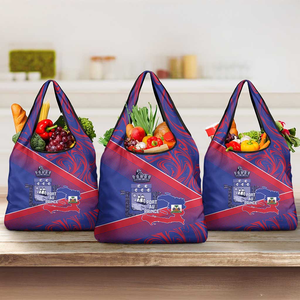 Port-au-Prince Afro-Haitians Grocery Bag Ayiti Map Pòtoprens Flag Color - Wonder Print Shop