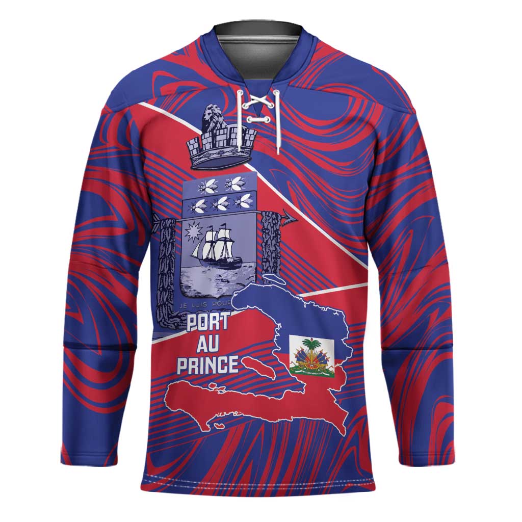 Port-au-Prince Afro-Haitians Hockey Jersey Ayiti Map Pòtoprens Flag Color - Wonder Print Shop