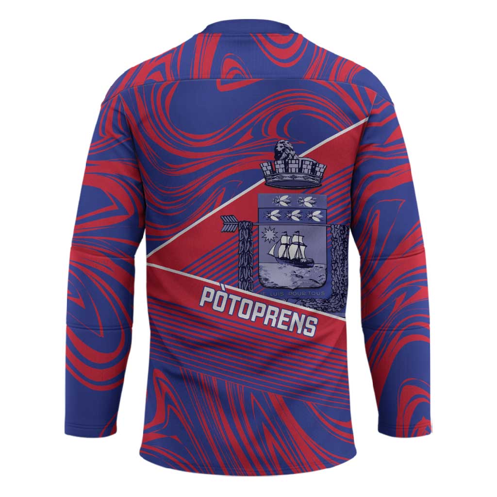 Port-au-Prince Afro-Haitians Hockey Jersey Ayiti Map Pòtoprens Flag Color - Wonder Print Shop