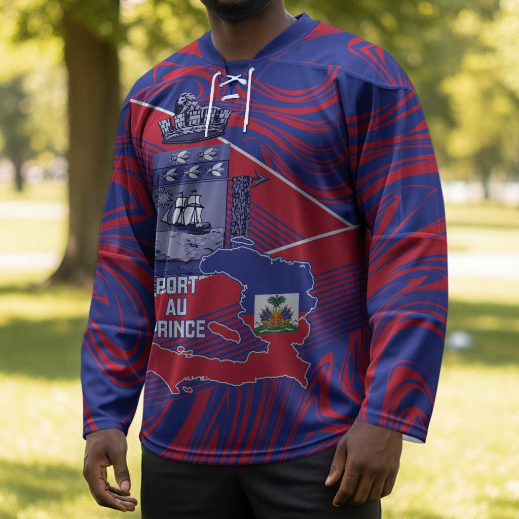 Port-au-Prince Afro-Haitians Hockey Jersey Ayiti Map Pòtoprens Flag Color - Wonder Print Shop