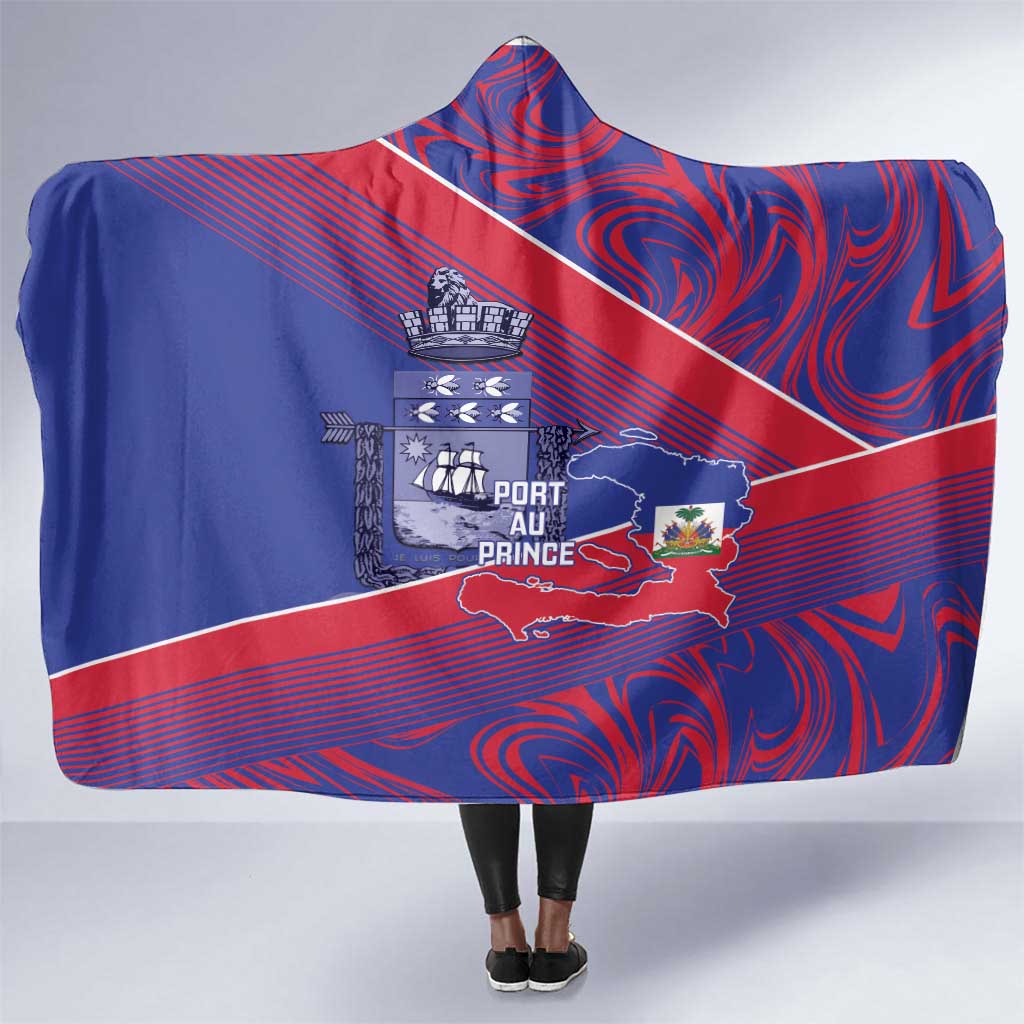 Port-au-Prince Afro-Haitians Hooded Blanket Ayiti Map Pòtoprens Flag Color - Wonder Print Shop