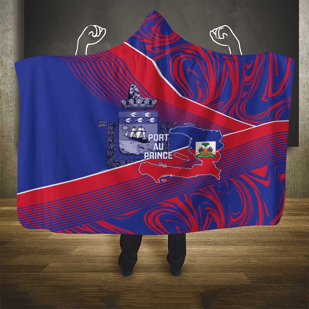 Port-au-Prince Afro-Haitians Hooded Blanket Ayiti Map Pòtoprens Flag Color - Wonder Print Shop