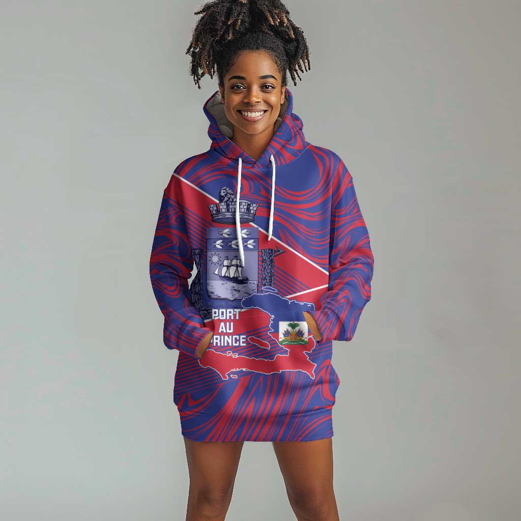 Port-au-Prince Afro-Haitians Hoodie Dress Ayiti Map Pòtoprens Flag Color - Wonder Print Shop